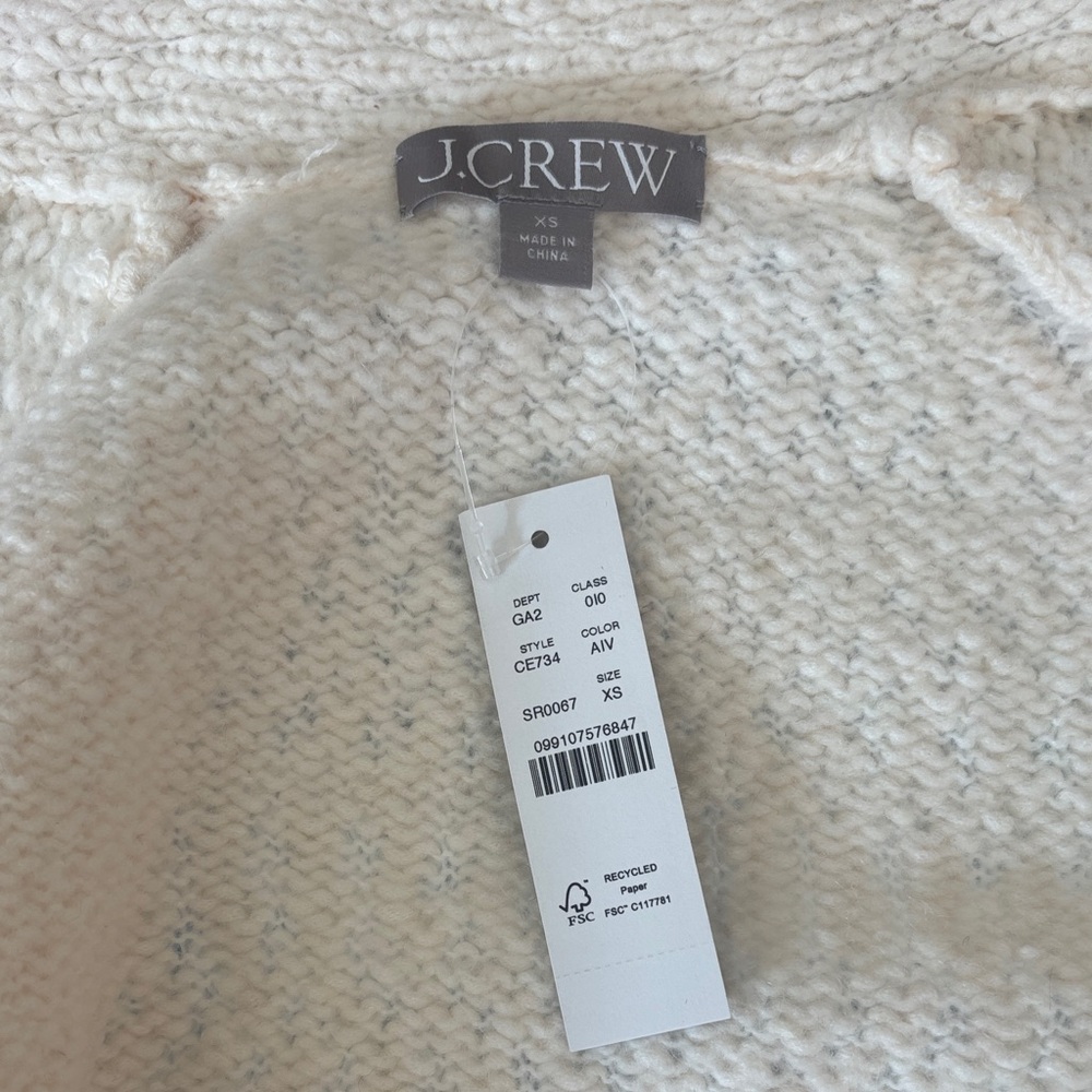 J. Crew Relaxed Cardigan Sweater in Textured Yarn Antique Ivory Button-Up SZ  XS - Picture 13 of 15